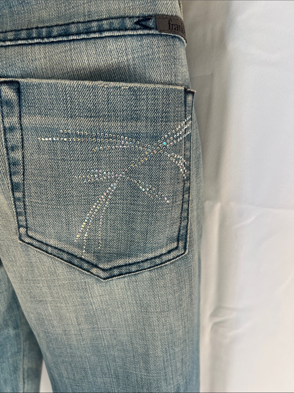 Frankie B Light Blue Women's Denim Jeans - with Rhinestone pockets - Picture 4 of 6